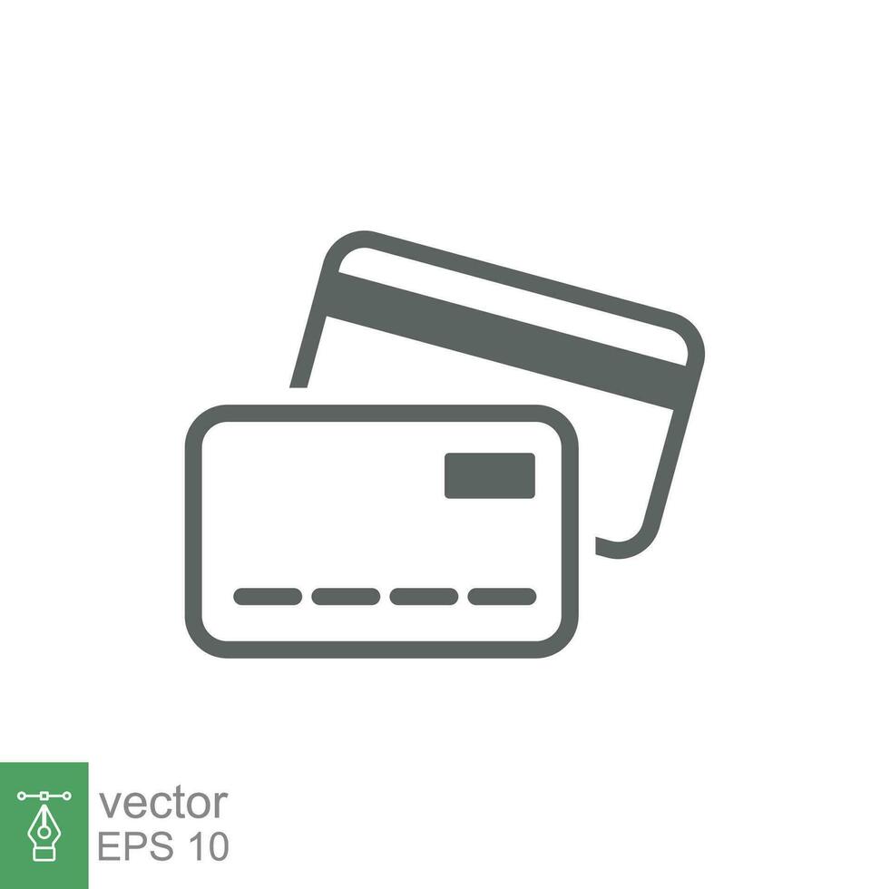 Credit card icon. Simple flat style. Business pay concept. Two cards on top of each other. Vector illustration isolated on white background. EPS 10.