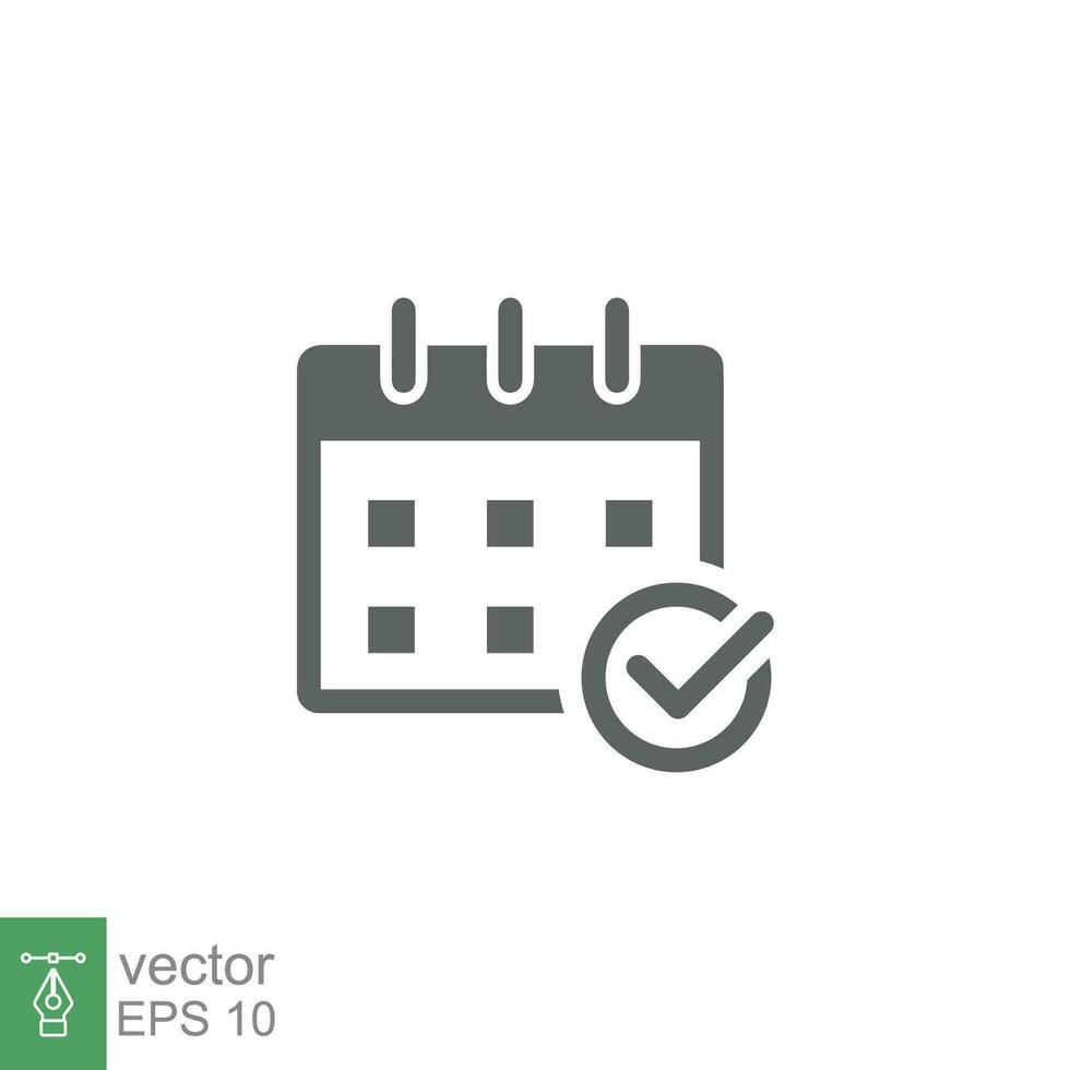 Appointment meeting icon. Calendar with checkmark, event schedule concept. Vector illustration isolated on white background. EPS 10.