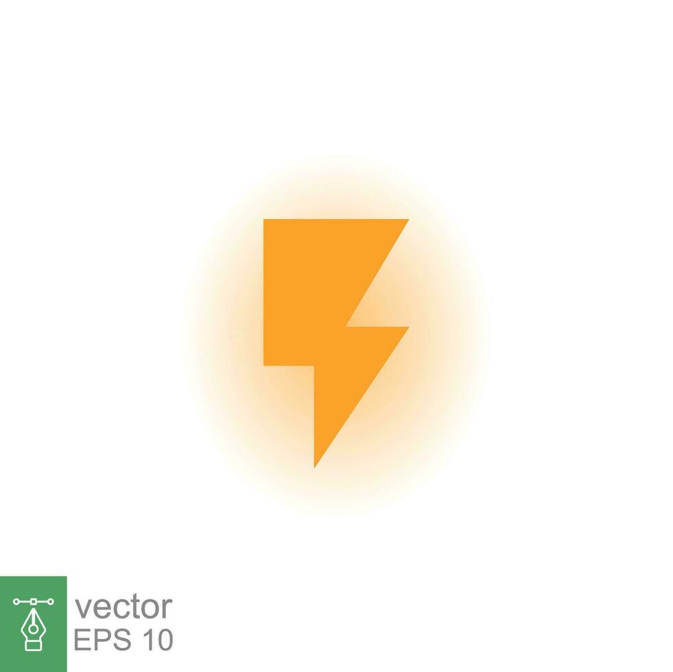 Lightning bolt thunder icon. Power energy battery concept. Glowing yellow on black background. Vector illustration isolated. EPS 10.