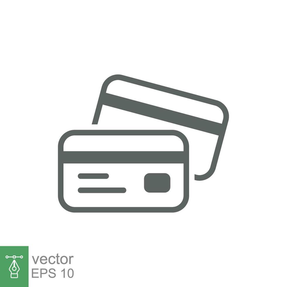 Credit card icon. Simple flat style. Business pay concept. Two cards on top of each other. Vector illustration isolated on white background. EPS 10.