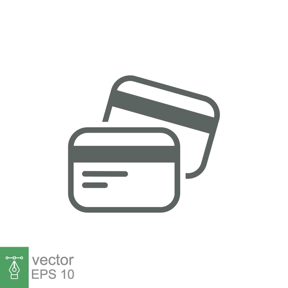 Credit card icon. Simple flat style. Business pay concept. Two cards on top of each other. Vector illustration isolated on white background. EPS 10.