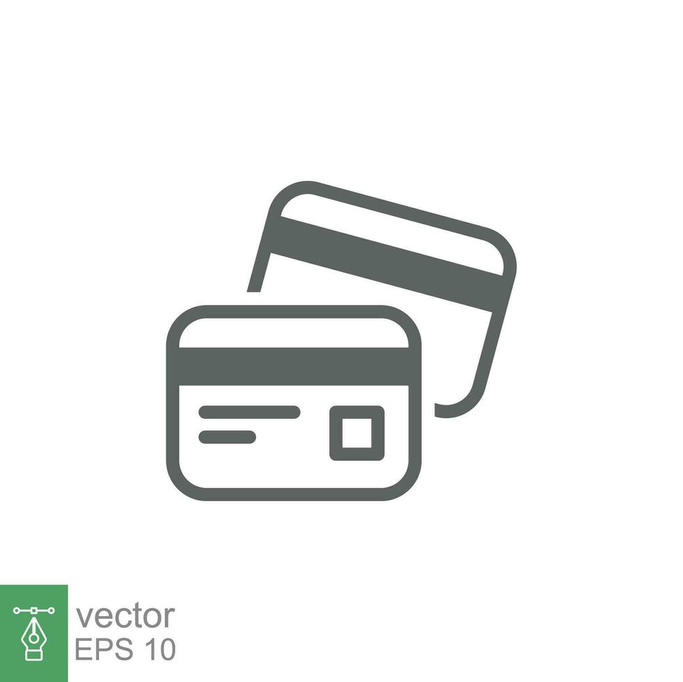 Credit card icon. Simple flat style. Business pay concept. Two cards on top of each other. Vector illustration isolated on white background. EPS 10.