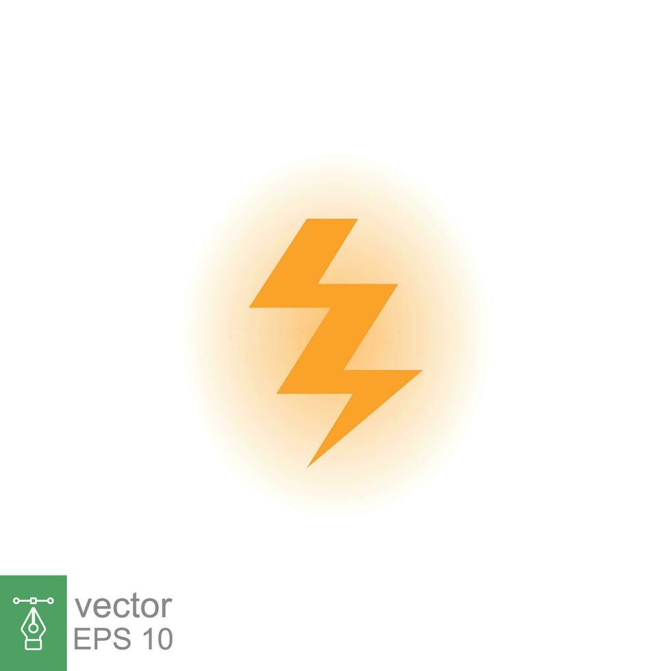 Lightning bolt thunder icon. Power energy battery concept. Glowing yellow on black background. Vector illustration isolated. EPS 10.