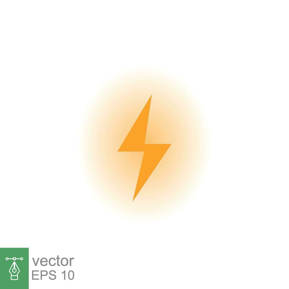 Lightning bolt thunder icon. Power energy battery concept. Glowing yellow on black background. Vector illustration isolated. EPS 10.