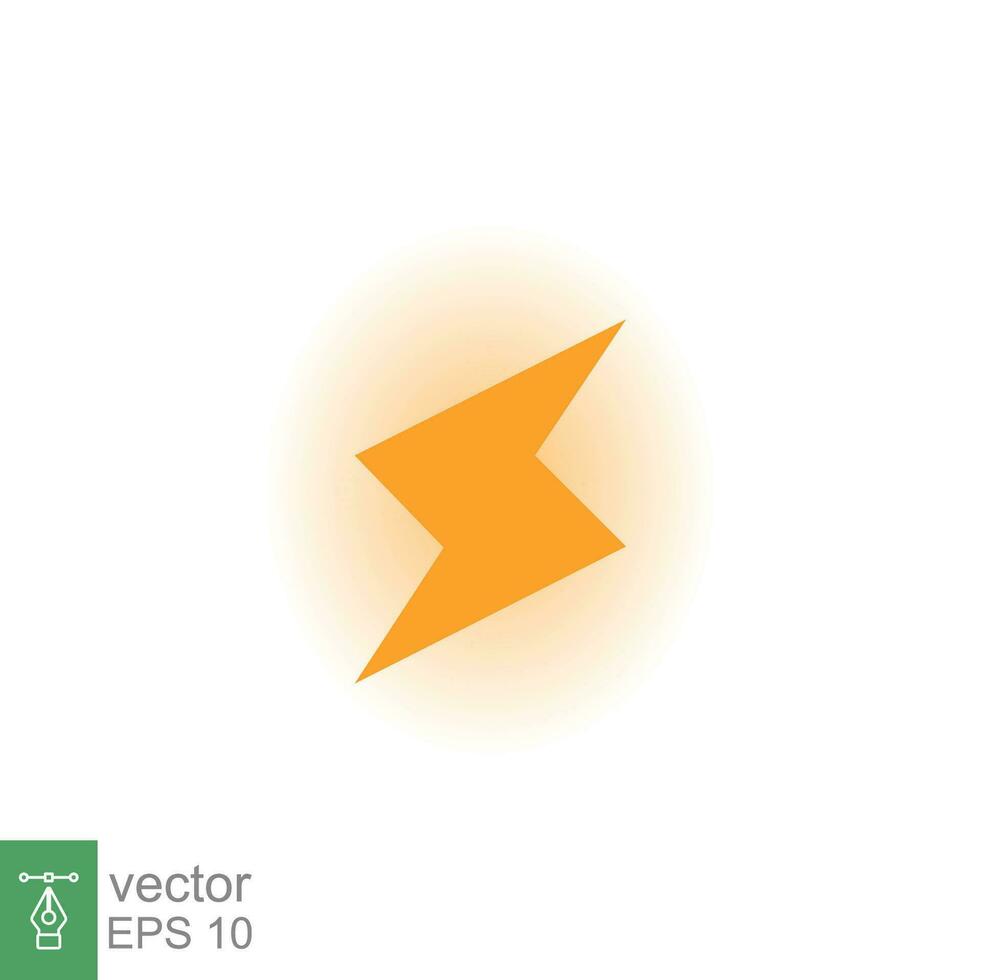 Lightning bolt thunder icon. Power energy battery concept. Glowing yellow on black background. Vector illustration isolated. EPS 10.