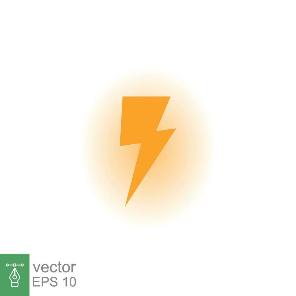 Lightning bolt thunder icon. Power energy battery concept. Glowing yellow on black background. Vector illustration isolated. EPS 10.