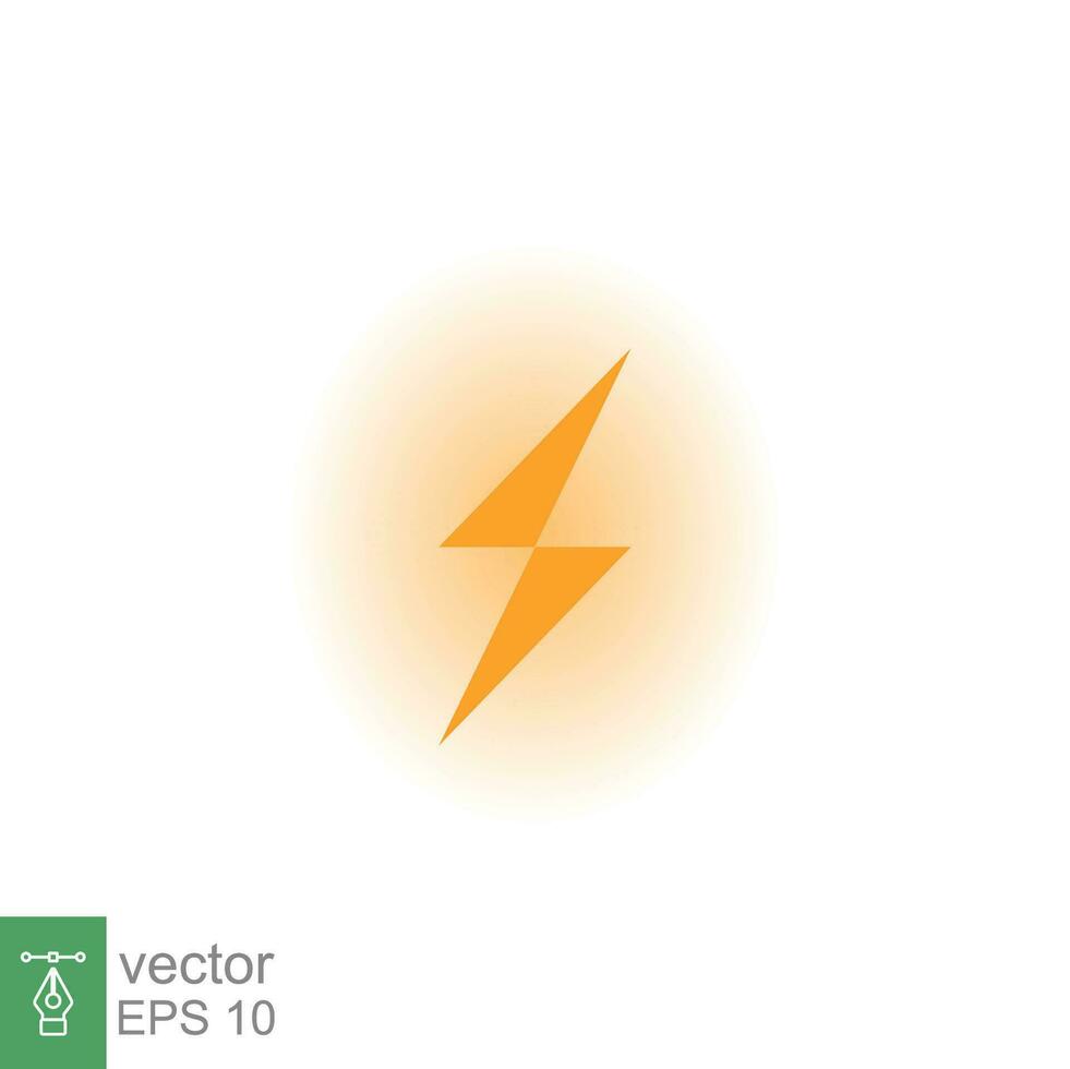 Lightning bolt thunder icon. Power energy battery concept. Glowing yellow on black background. Vector illustration isolated. EPS 10.