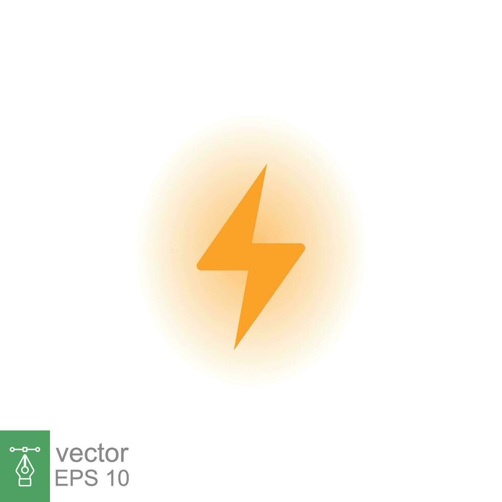 Lightning bolt thunder icon. Power energy battery concept. Glowing yellow on black background. Vector illustration isolated. EPS 10.