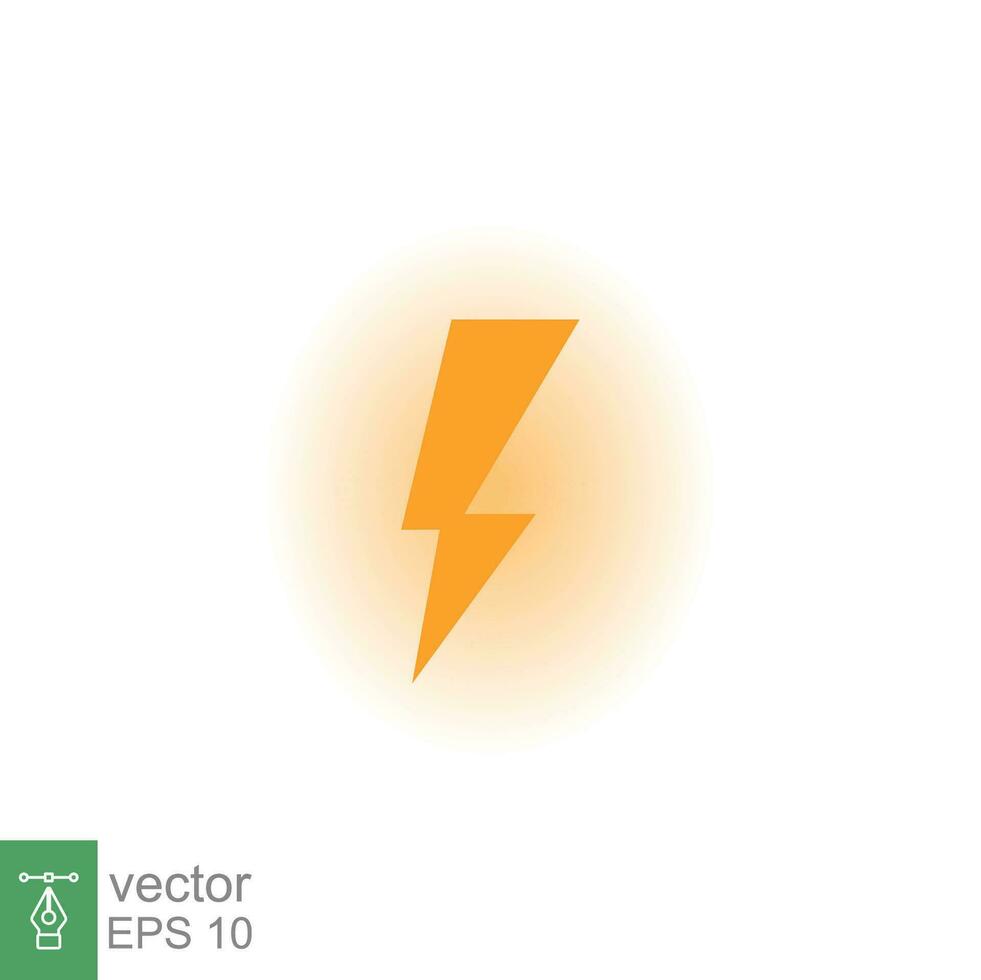 Lightning bolt thunder icon. Power energy battery concept. Glowing yellow on black background. Vector illustration isolated. EPS 10.