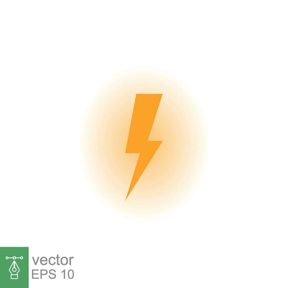 Lightning bolt thunder icon. Power energy battery concept. Glowing yellow on black background. Vector illustration isolated. EPS 10.