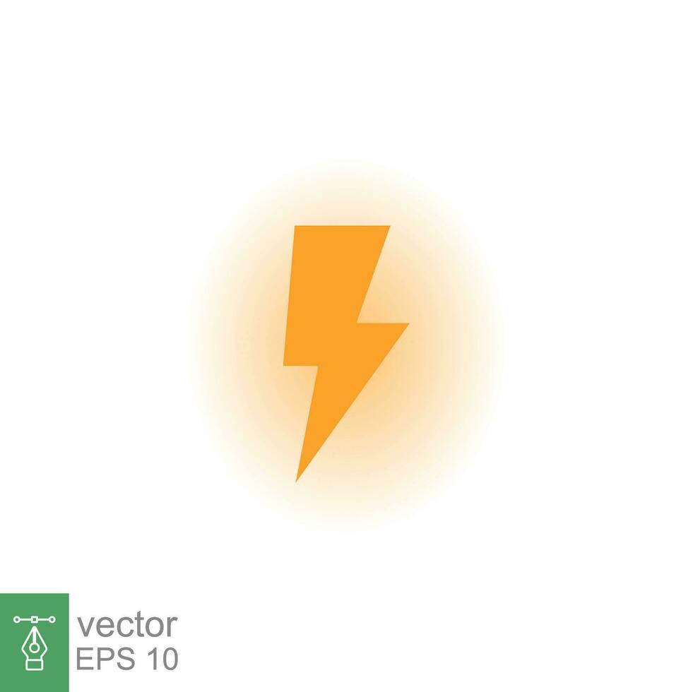 Lightning bolt thunder icon. Power energy battery concept. Glowing yellow on black background. Vector illustration isolated. EPS 10.