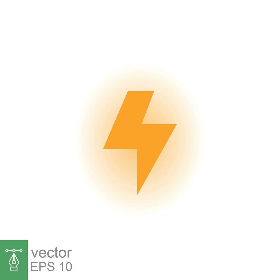 Lightning bolt thunder icon. Power energy battery concept. Glowing yellow on black background. Vector illustration isolated. EPS 10.