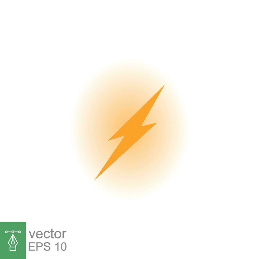 Lightning bolt thunder icon. Power energy battery concept. Glowing yellow on black background. Vector illustration isolated. EPS 10.