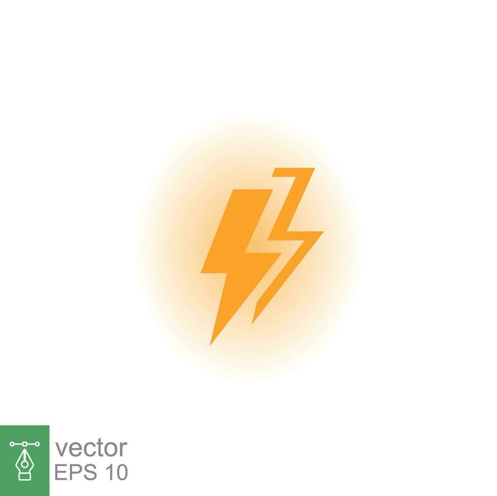 Lightning bolt thunder icon. Power energy battery concept. Glowing yellow on black background. Vector illustration isolated. EPS 10.