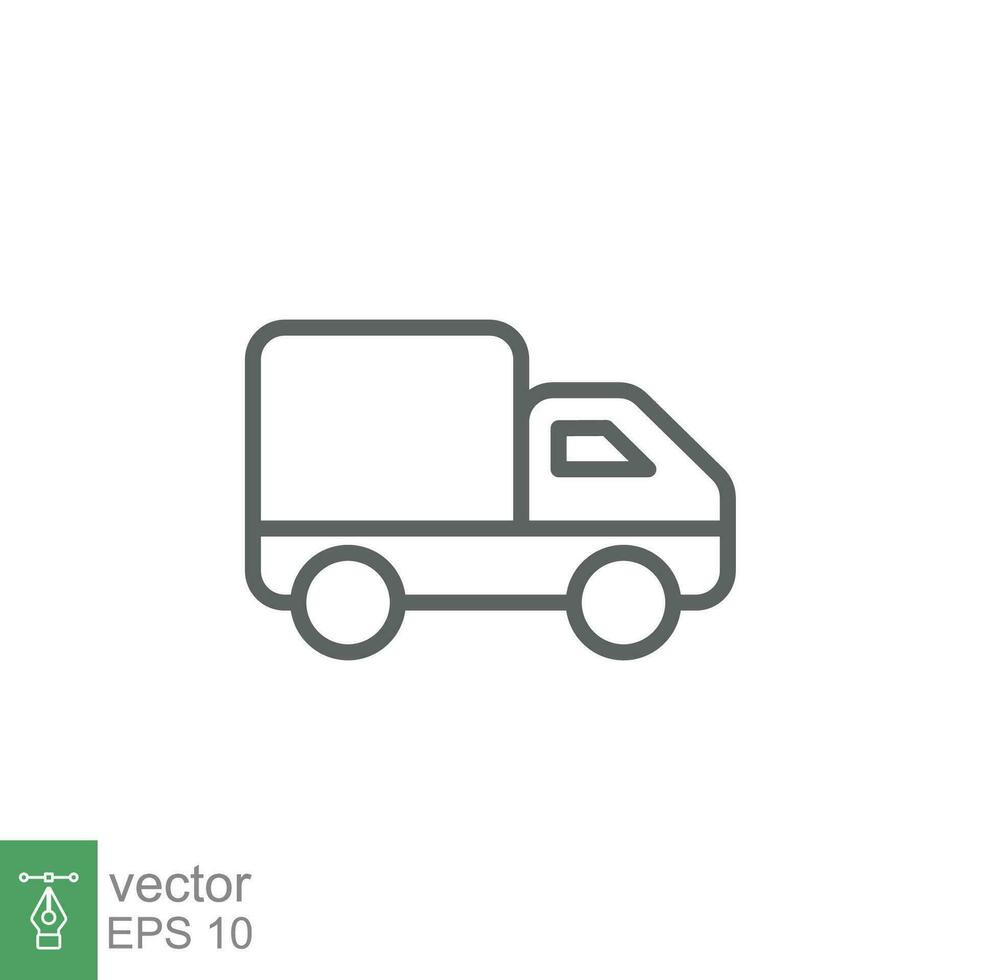 Truck icon. Simple outline style. Thin line symbol. Shipping car, delivery concept. Vector illustration isolated on white background. EPS 10.