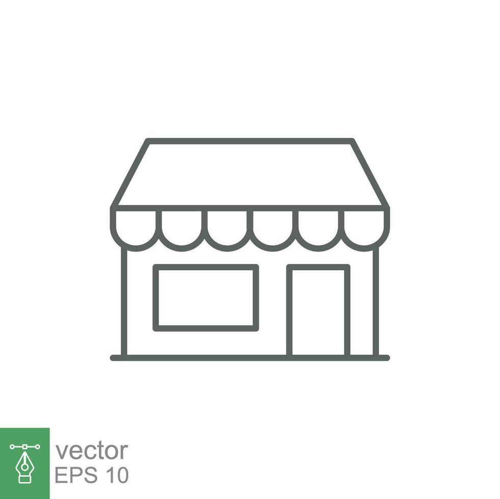 Store icon. Simple outline style. Online shop concept. Thin line vector illustration isolated. EPS 10.