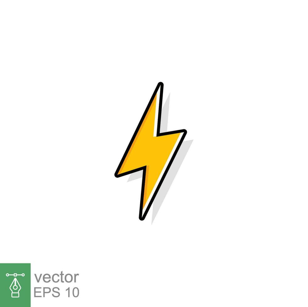 Thunder and bolt lighting flash icon. Flat style on white background. Vector illustration isolated. EPS 10.