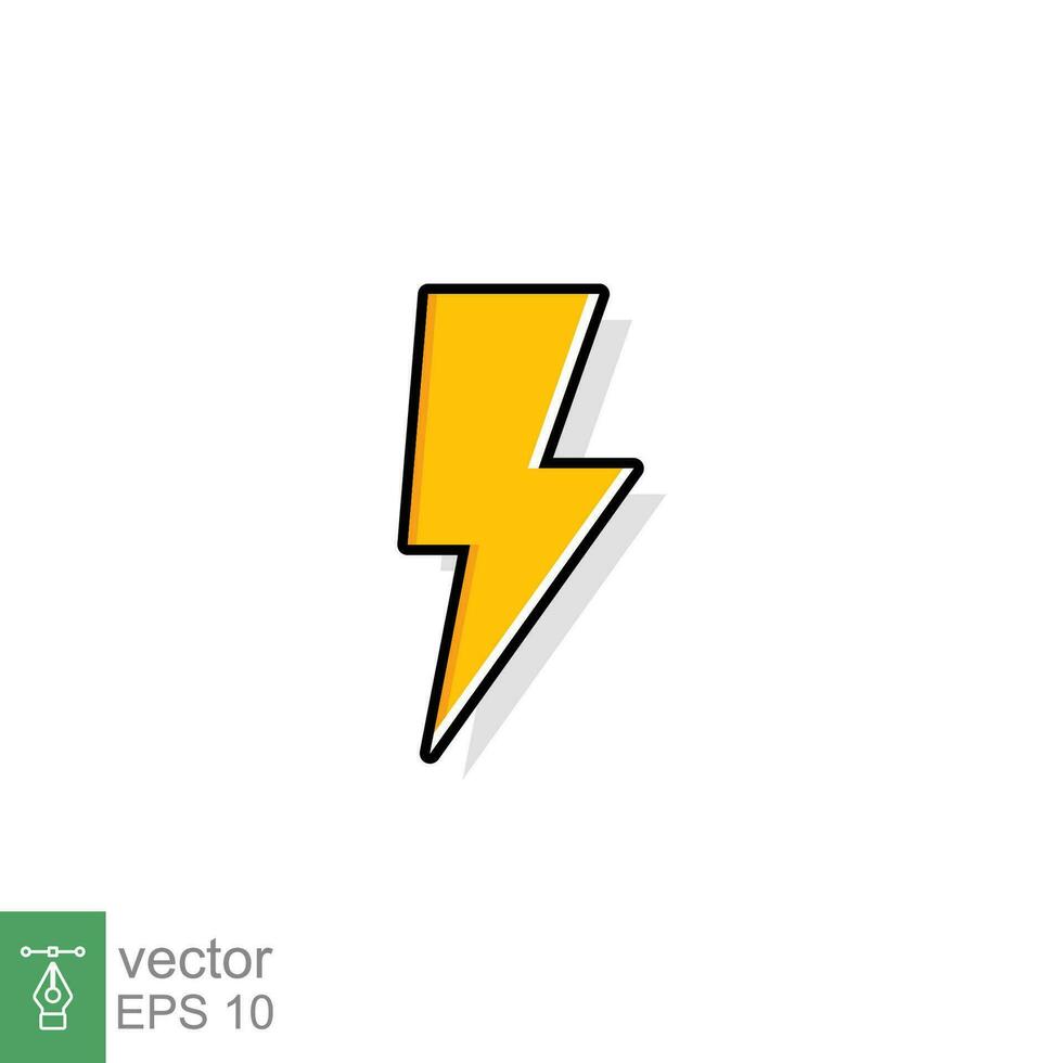 Thunder and bolt lighting flash icon. Flat style on white background. Vector illustration isolated. EPS 10.