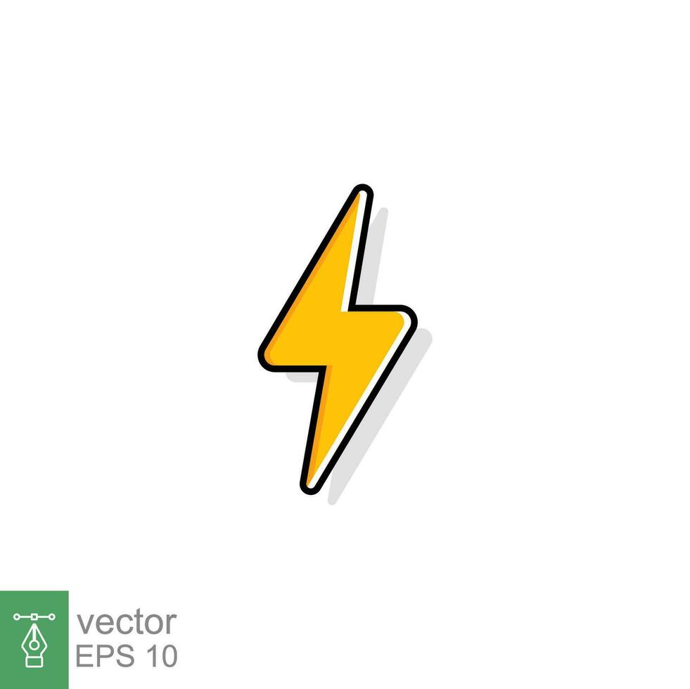 Thunder and bolt lighting flash icon. Flat style on white background. Vector illustration isolated. EPS 10.