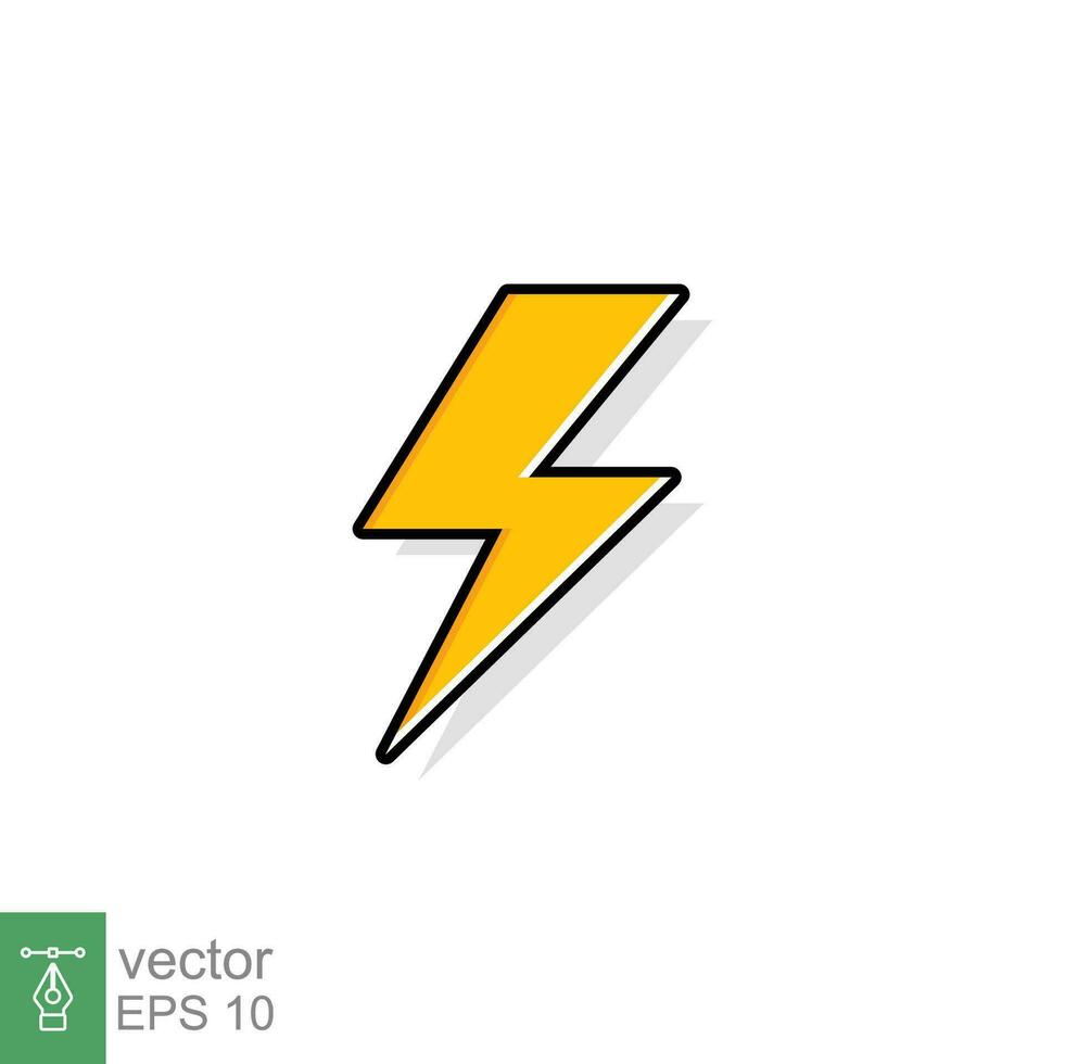 Thunder and bolt lighting flash icon. Flat style on white background. Vector illustration isolated. EPS 10.