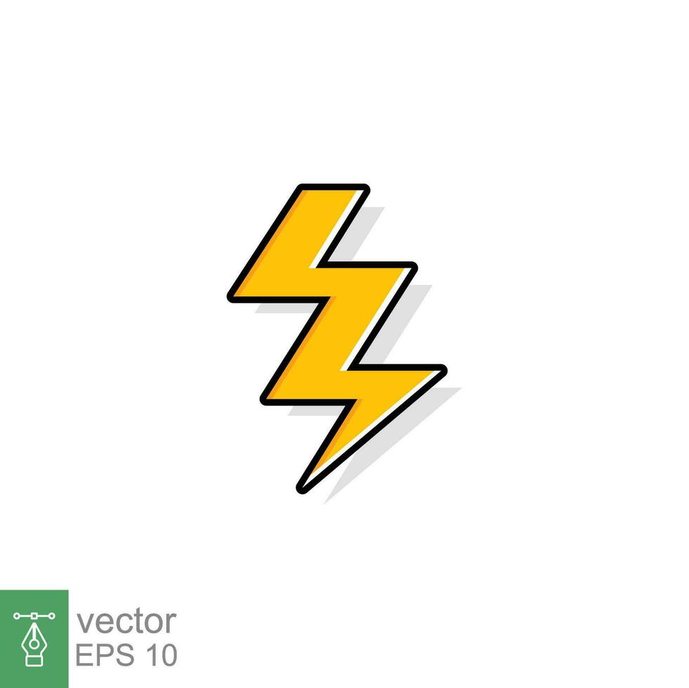 Thunder and bolt lighting flash icon. Flat style on white background. Vector illustration isolated. EPS 10.