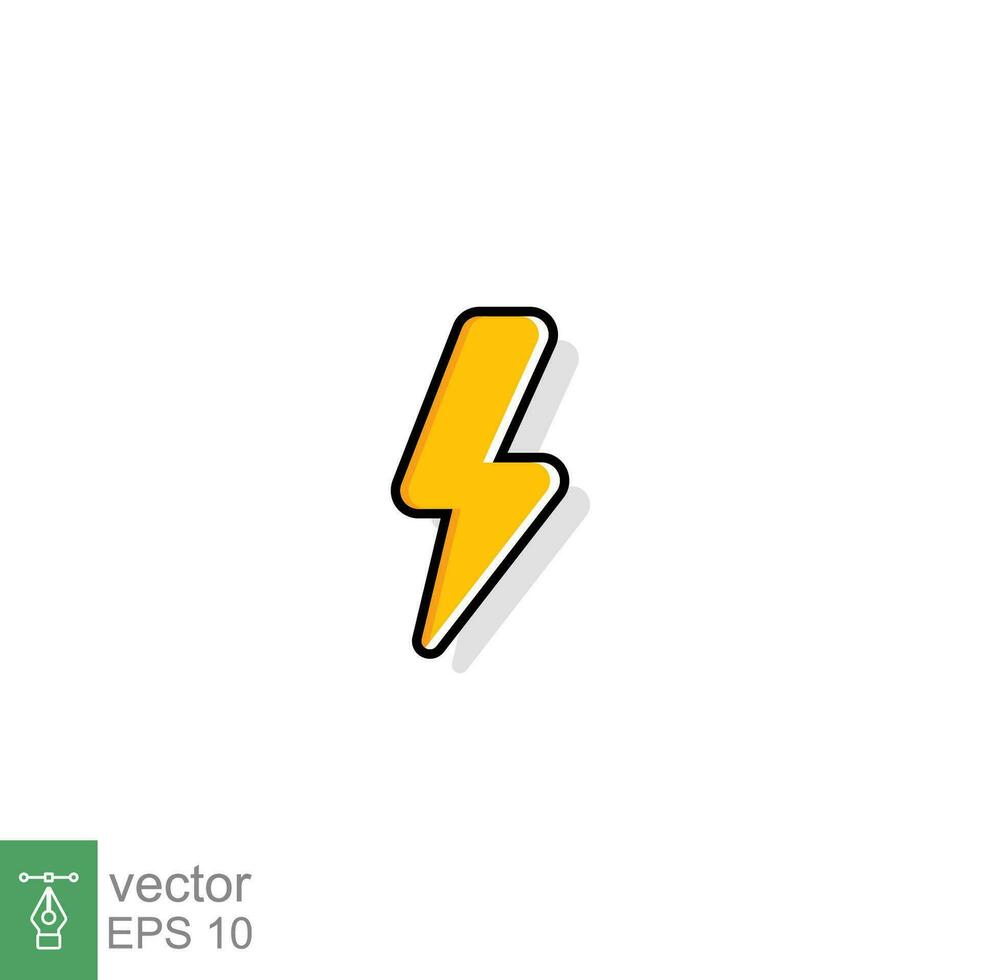 Thunder and bolt lighting flash icon. Flat style on white background. Vector illustration isolated. EPS 10.