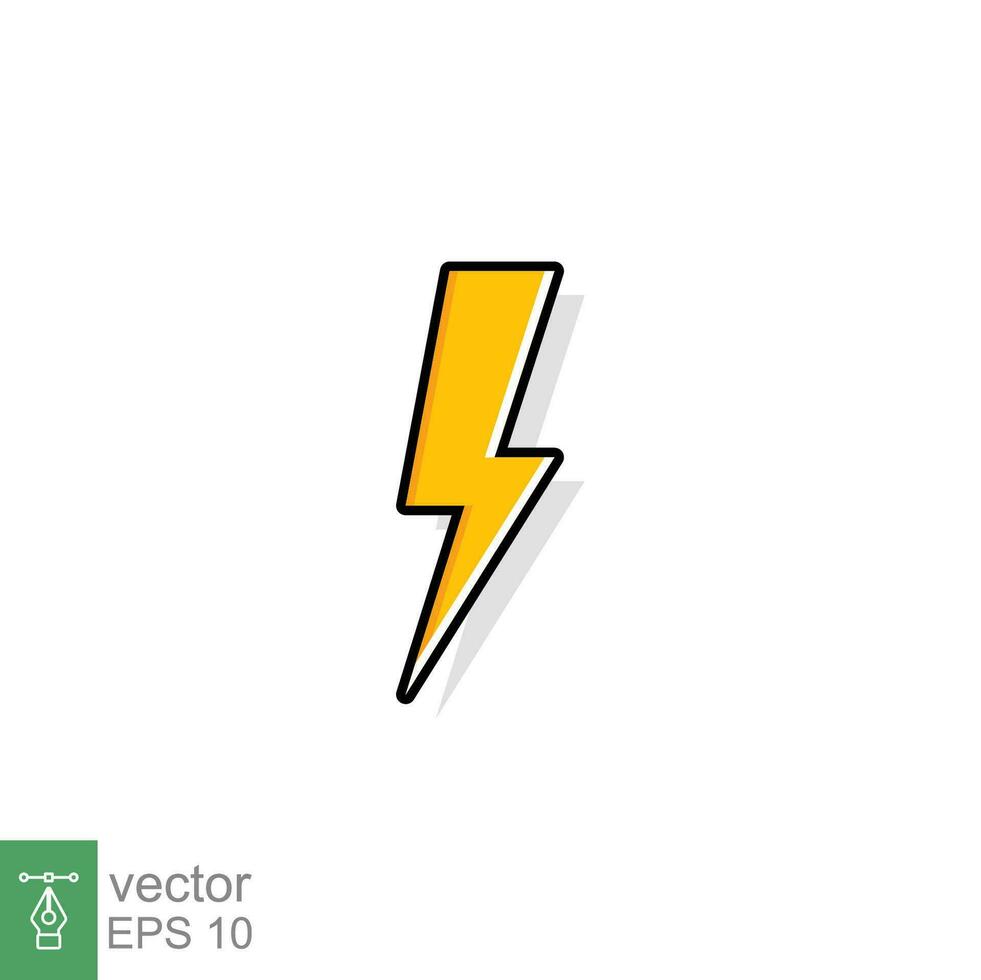 Thunder and bolt lighting flash icon. Flat style on white background. Vector illustration isolated. EPS 10.