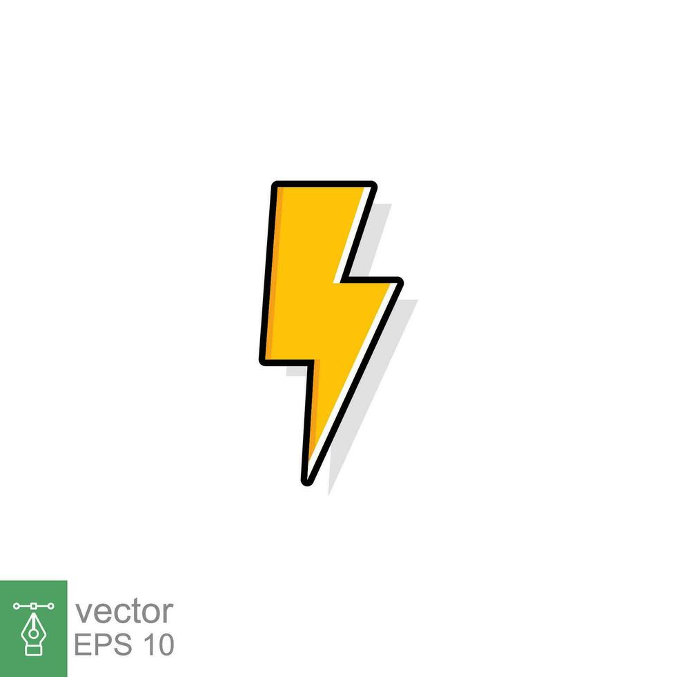 Thunder and bolt lighting flash icon. Flat style on white background. Vector illustration isolated. EPS 10.