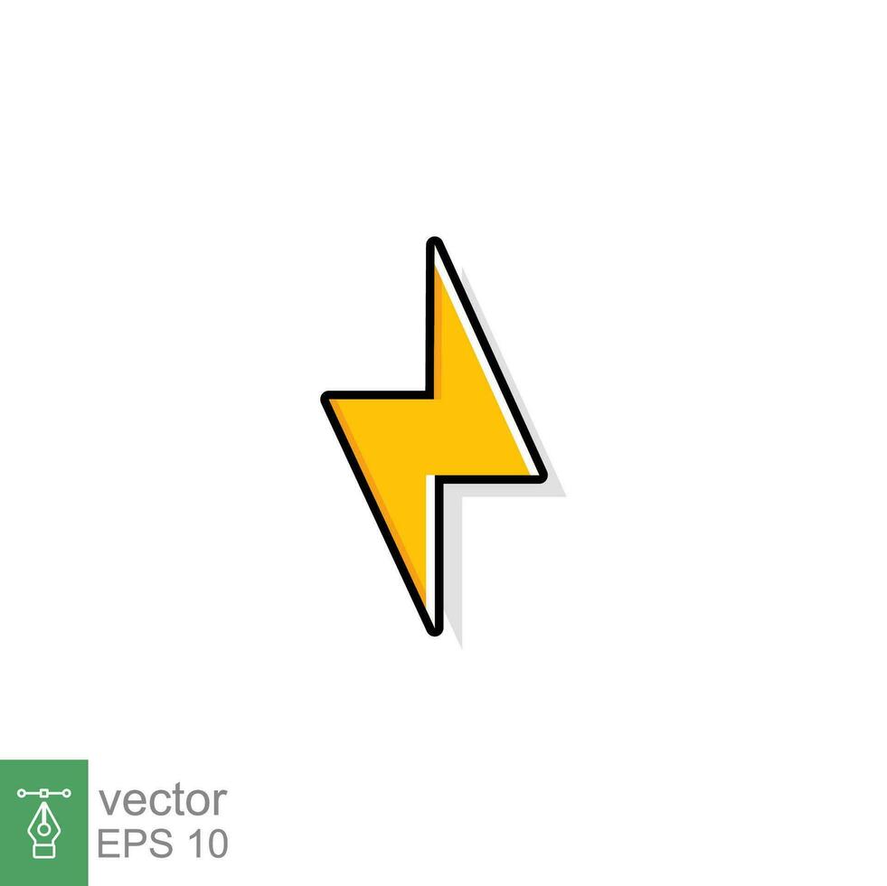 Thunder and bolt lighting flash icon. Flat style on white background. Vector illustration isolated. EPS 10.