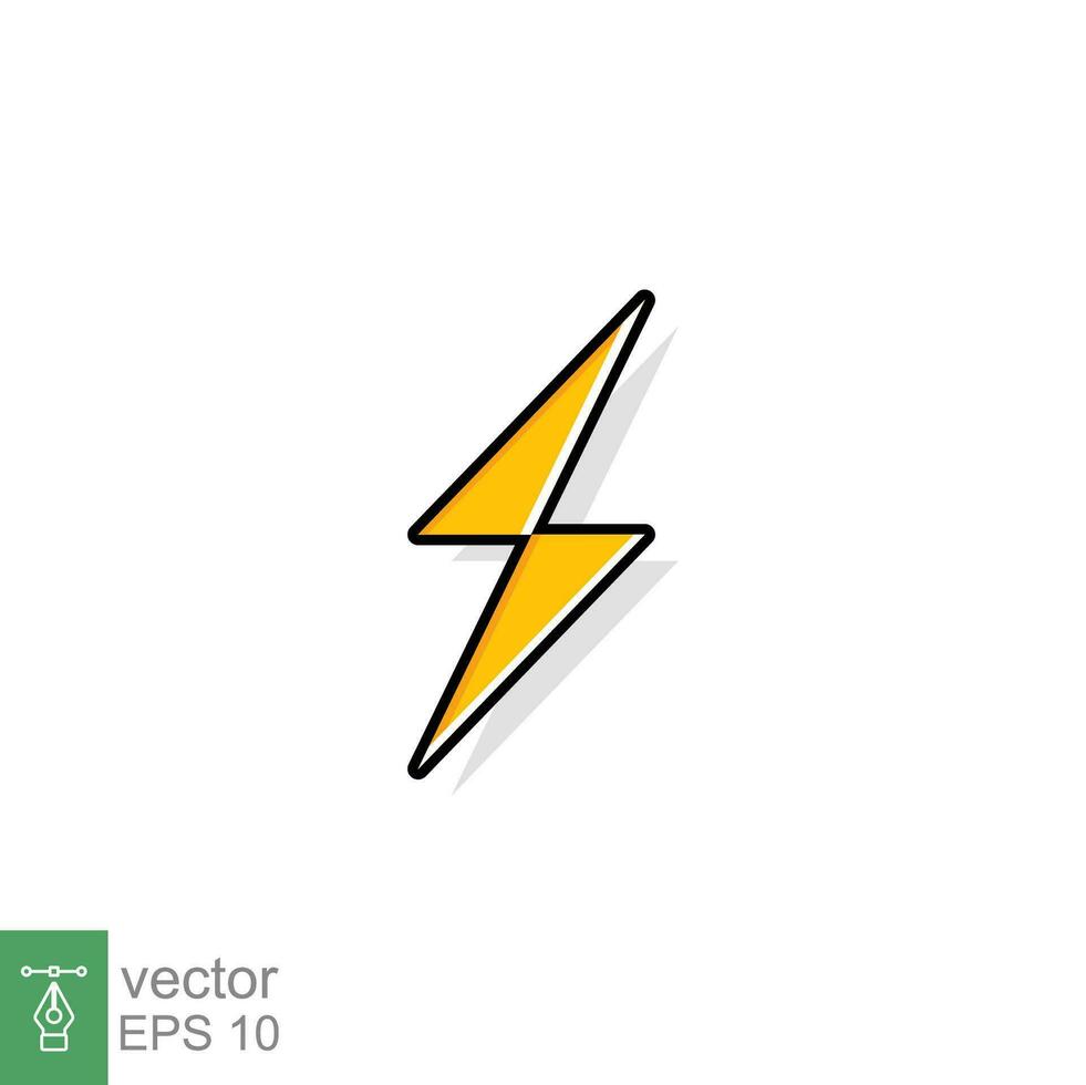 Thunder and bolt lighting flash icon. Flat style on white background. Vector illustration isolated. EPS 10.