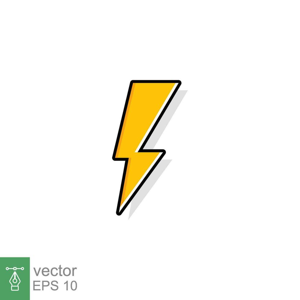 Thunder and bolt lighting flash icon. Flat style on white background. Vector illustration isolated. EPS 10.