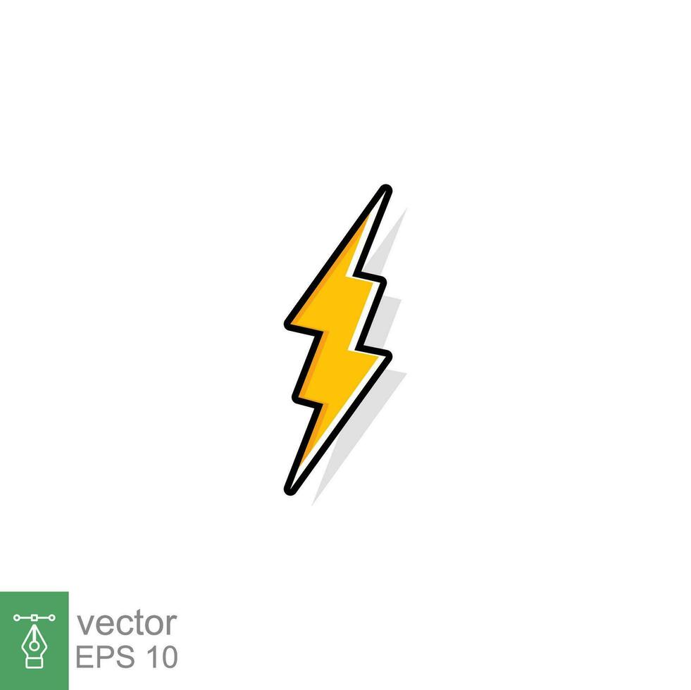 Thunder and bolt lighting flash icon. Flat style on white background. Vector illustration isolated. EPS 10.