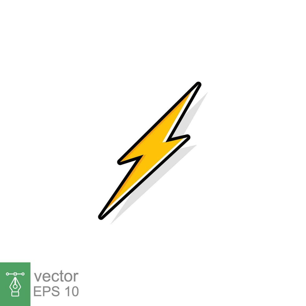 Thunder and bolt lighting flash icon. Flat style on white background. Vector illustration isolated. EPS 10.