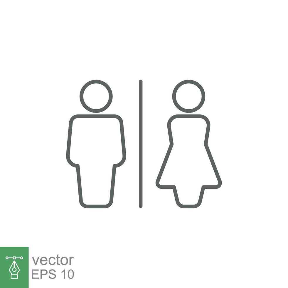 Toilet restroom sign icon. Public navigation symbol. Simple outline style. Vector illustration isolated on white background. EPS 10