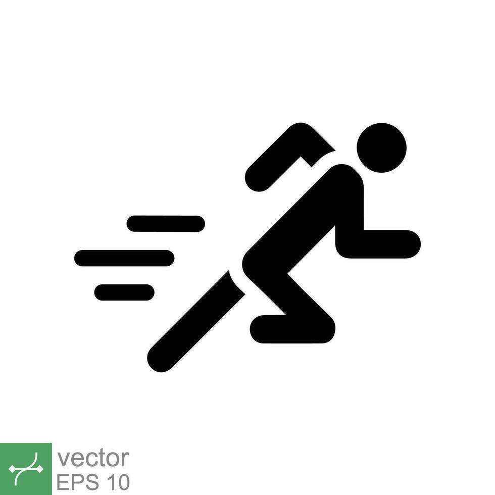 Man fast run icon. Simple solid style. Runner, athlete, person, sprint, exercise, sport concept. Glyph symbol vector illustration design isolated on white background. EPS 10.