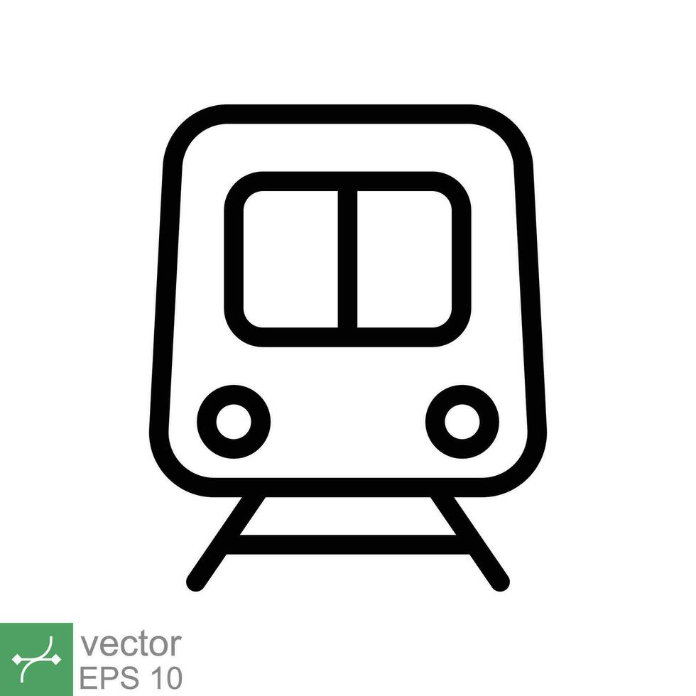 Train icon. Simple outline style. Station, tram, subway, transportation concept. Thin line vector illustration isolated on white background. EPS 10.