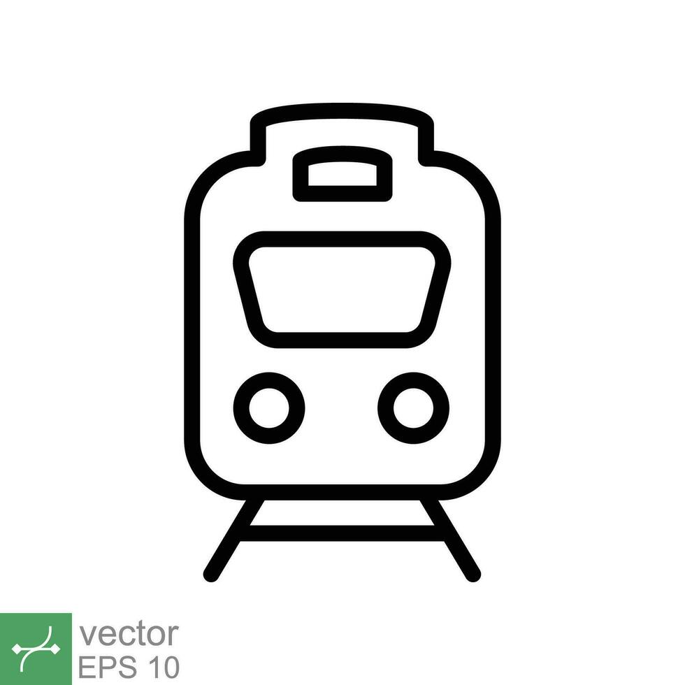 Train icon. Simple outline style. Station, tram, subway, transportation concept. Thin line vector illustration isolated on white background. EPS 10.