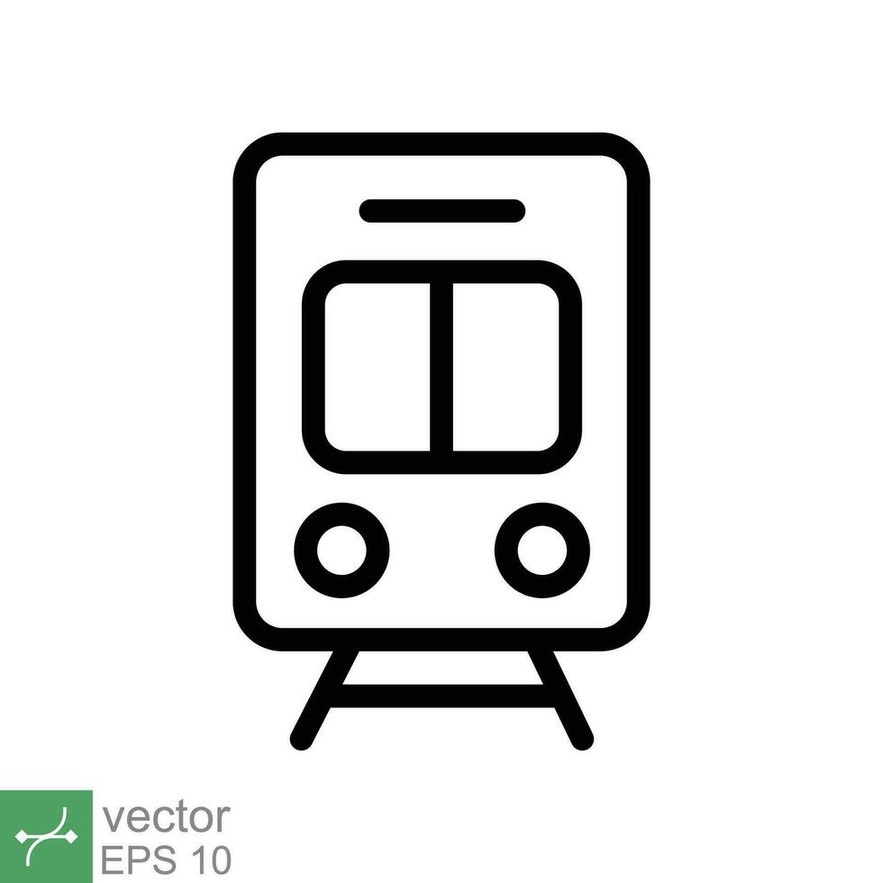 Train icon. Simple outline style. Station, tram, subway, transportation concept. Thin line vector illustration isolated on white background. EPS 10.