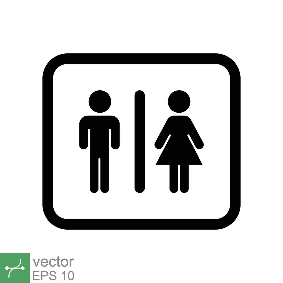 Male and female toilet icon. Simple solid style. Bathroom, washroom, restroom, men, women, unisex concept. Glyph vector illustration isolated on white background. EPS 10.