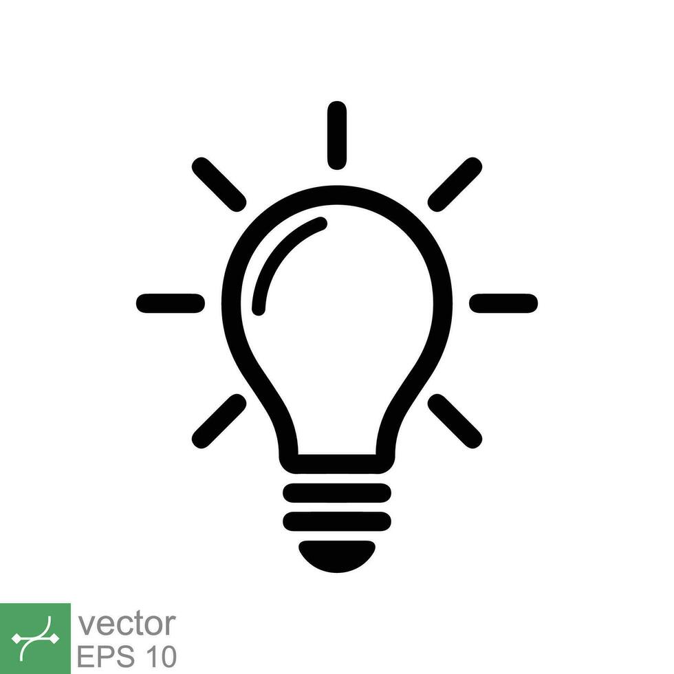 Light bulb icon. Simple outline style. Creative, analytical thinking processing, electrical lamp, idea solution concept. Thin line vector illustration isolated on white background. EPS 10.