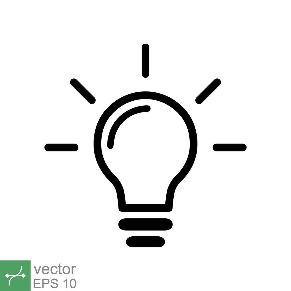 Light bulb icon. Simple outline style. Creative, analytical thinking processing, electrical lamp, idea solution concept. Thin line vector illustration isolated on white background. EPS 10.