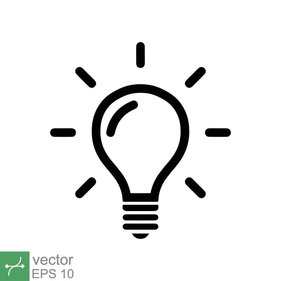 Light bulb icon. Simple outline style. Creative, analytical thinking processing, electrical lamp, idea solution concept. Thin line vector illustration isolated on white background. EPS 10.