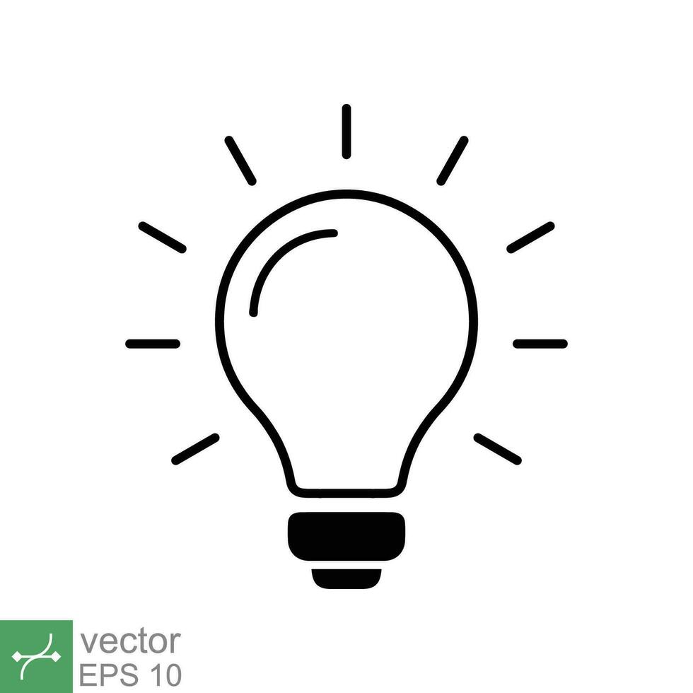 Light bulb icon. Simple outline style. Creative, analytical thinking processing, electrical lamp, idea solution concept. Thin line vector illustration isolated on white background. EPS 10.