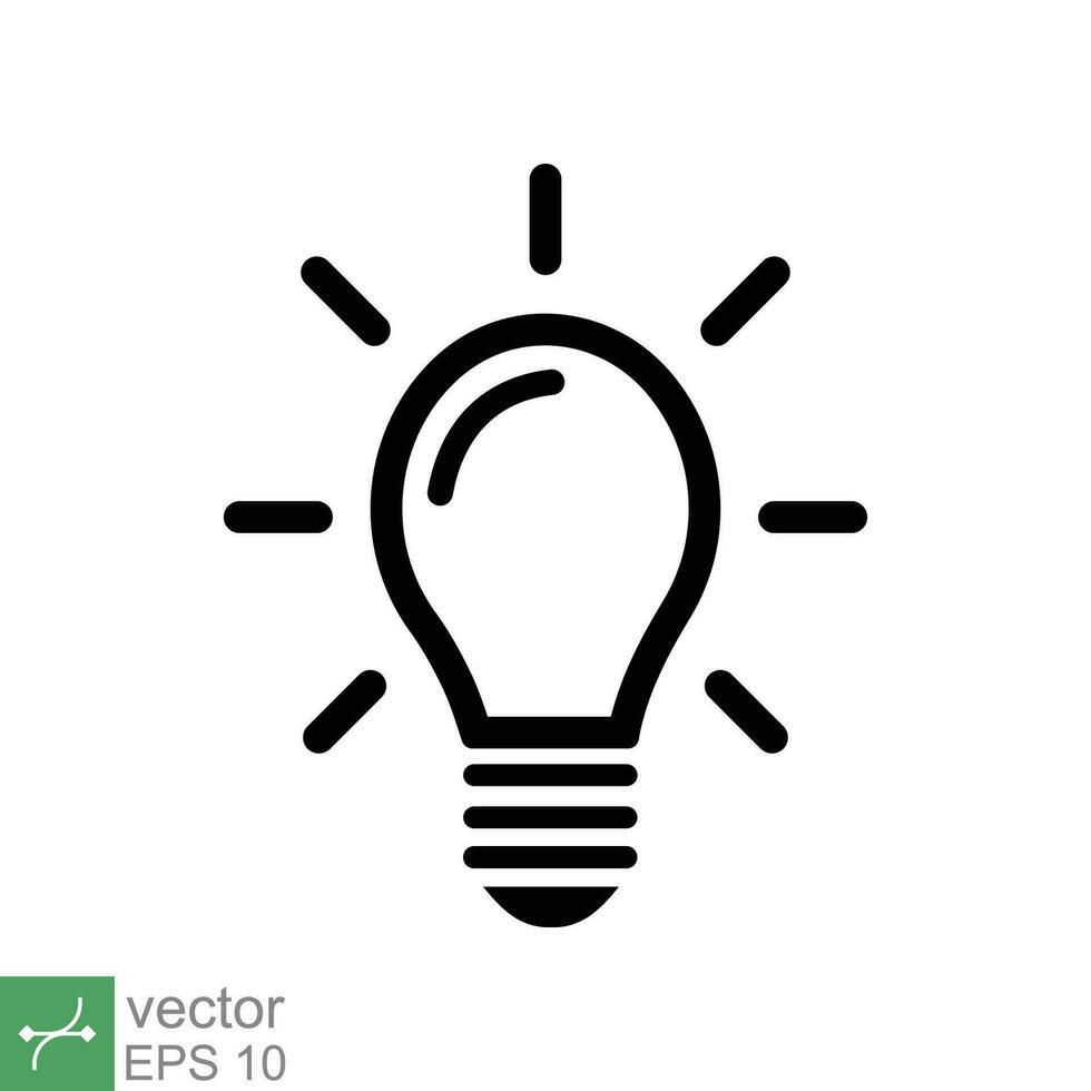 Light bulb icon. Simple outline style. Creative, analytical thinking processing, electrical lamp, idea solution concept. Thin line vector illustration isolated on white background. EPS 10.