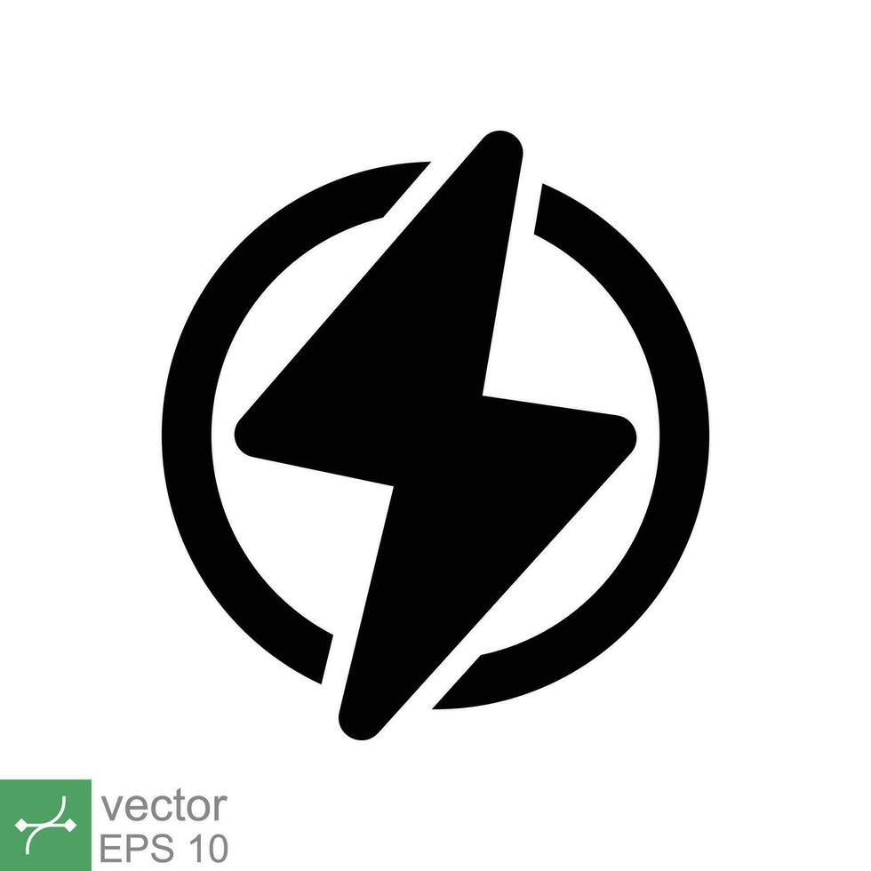 poder icono. sencillo sólido estilo. relámpago en círculo, eléctrico, destello, batería cargar, Voltaje, trueno, tornillo, tormenta, energía concepto. glifo vector ilustración aislado en blanco antecedentes. eps 10