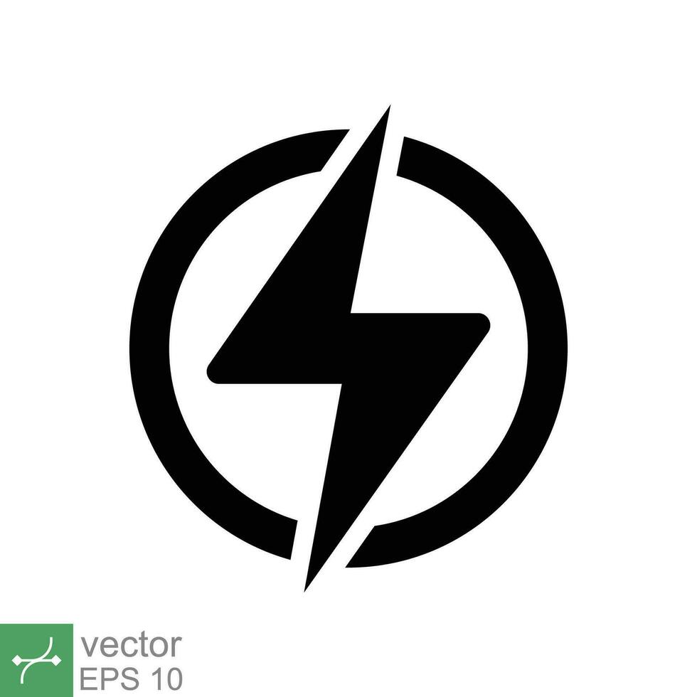 Power icon. Simple solid style. Lightning in circle, electric, flash, battery charge, voltage, thunder, bolt, storm, energy concept. Glyph vector illustration isolated on white background. EPS 10.
