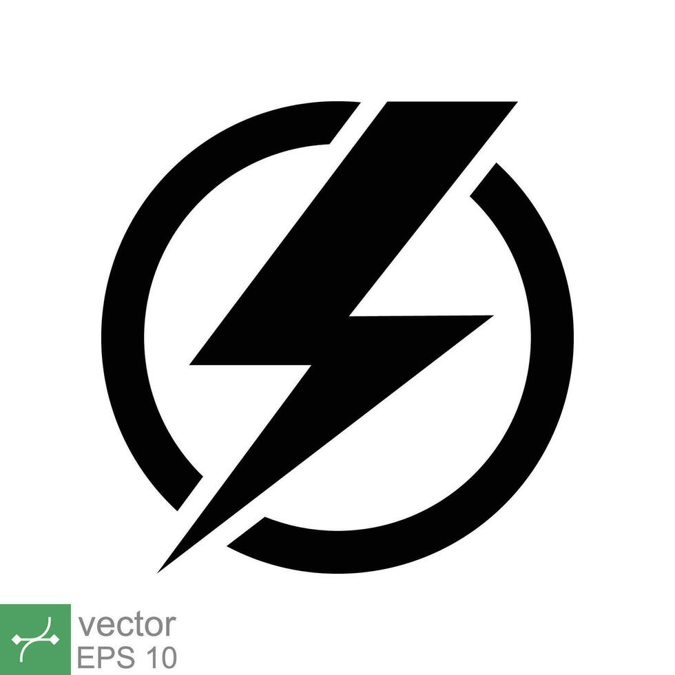 Power icon. Simple solid style. Lightning in circle, electric, flash, battery charge, voltage, thunder, bolt, storm, energy concept. Glyph vector illustration isolated on white background. EPS 10.