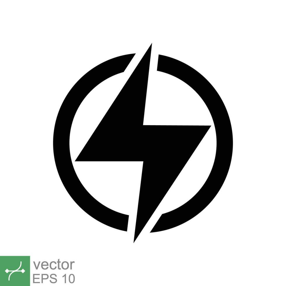 Power icon. Simple solid style. Lightning in circle, electric, flash, battery charge, voltage, thunder, bolt, storm, energy concept. Glyph vector illustration isolated on white background. EPS 10.