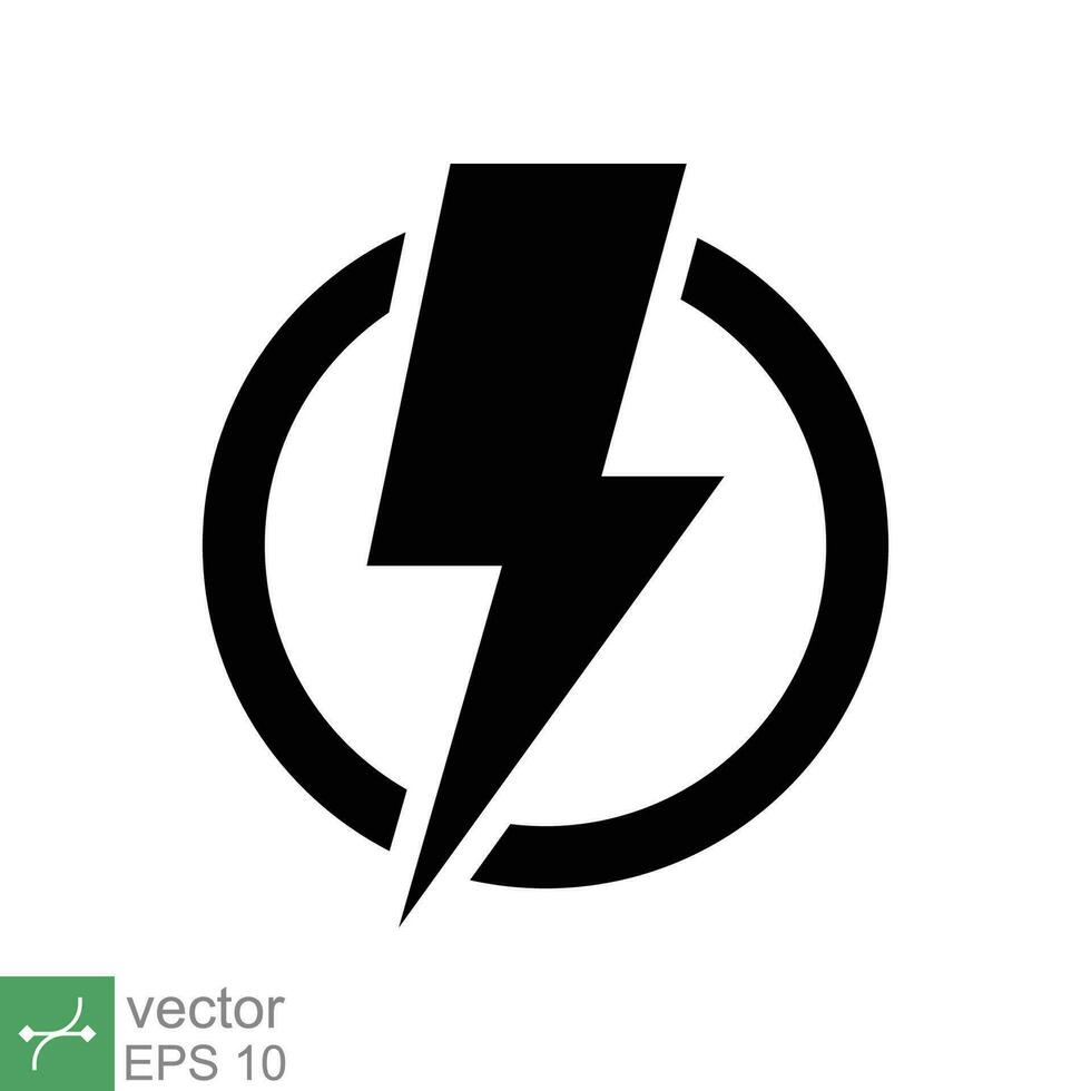 poder icono. sencillo sólido estilo. relámpago en círculo, eléctrico, destello, batería cargar, Voltaje, trueno, tornillo, tormenta, energía concepto. glifo vector ilustración aislado en blanco antecedentes. eps 10