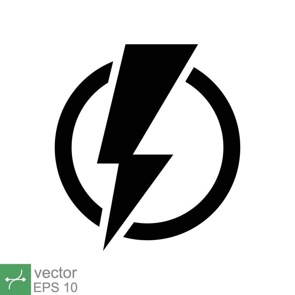 Power icon. Simple solid style. Lightning in circle, electric, flash, battery charge, voltage, thunder, bolt, storm, energy concept. Glyph vector illustration isolated on white background. EPS 10.